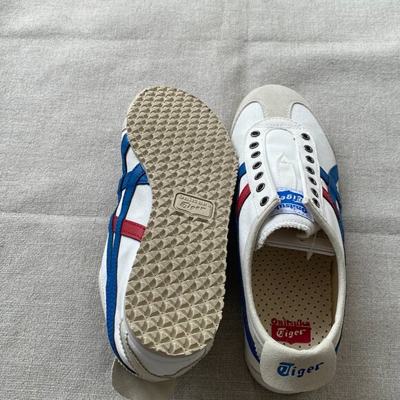 Onitsuka Tiger White Sneakers With Blue And Red Stripes - Picture 6 of 7